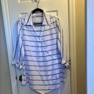 Soft Surroundings White and Blue Striped Tunic